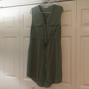 Sleeveless Olive Shirtdress